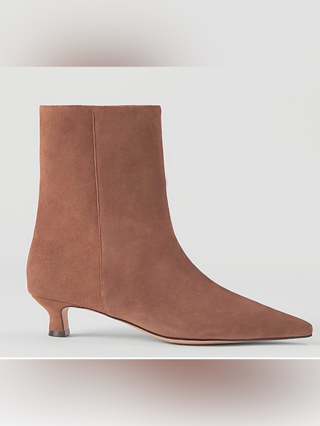 New Ann Taylor Penny Brown Suede Pointed Toe Kitten Heel Bootie Ankle Boots 6.5
